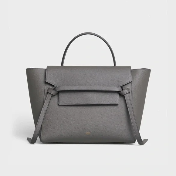 CELINE💎Grained Calfskin Mini Belt Bag LARGE💎Grey Saffiano Gold💎LIKE NEW - Picture 11 of 17